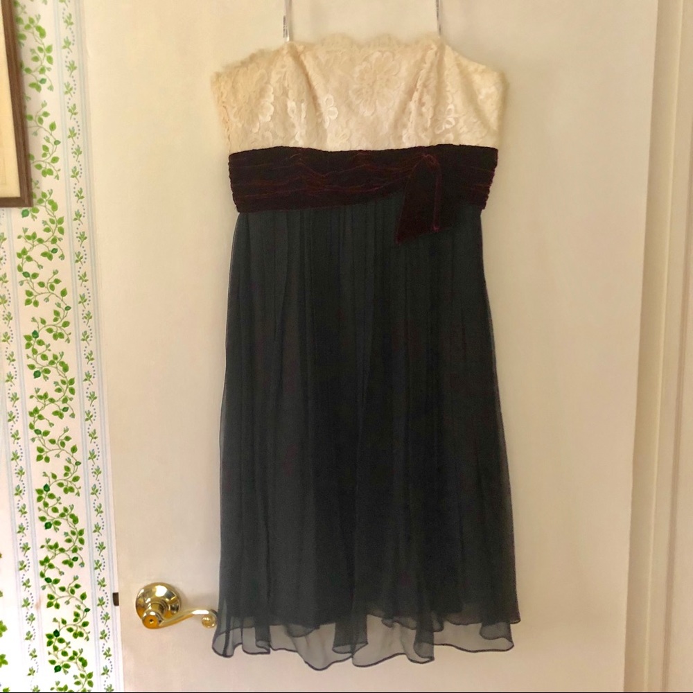 Strapless lace and velvet cocktail dress , sz 4